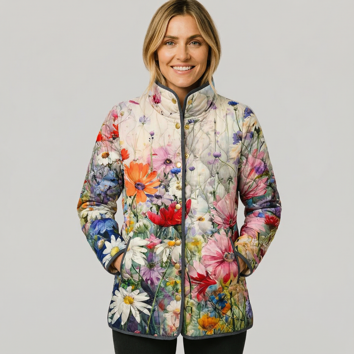 KAIA | Delightful Vintage Floral Quilted Jacket